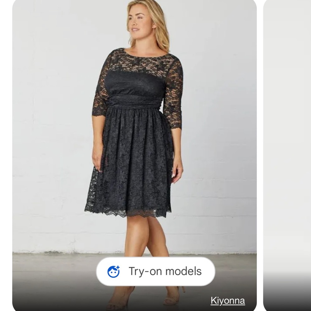 NWT - Beautiful Lined Black Lace Dress - Picture 5 of 7